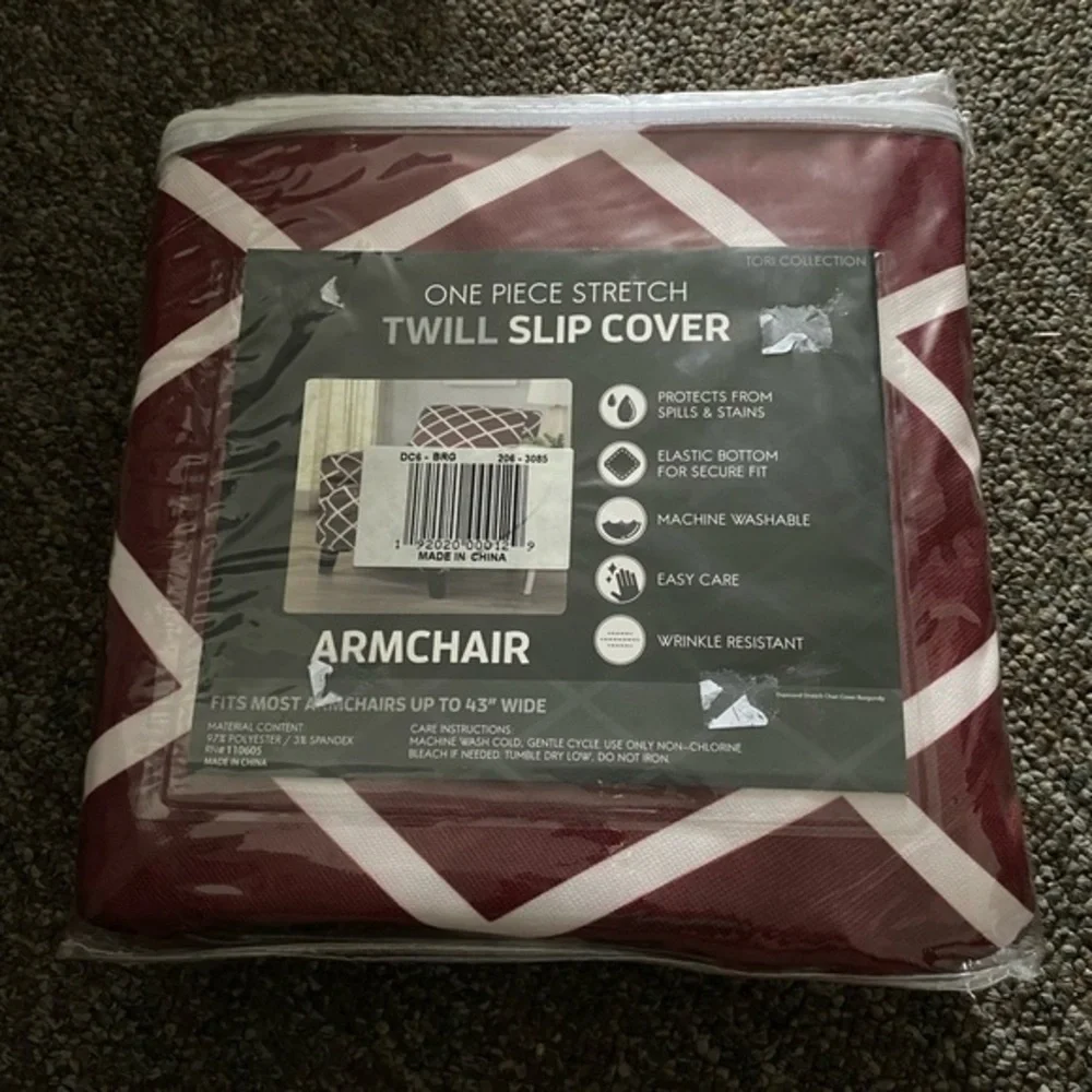 Twill Slip Cover Armchair 43” Wide One Piece Stretch Fits Most‎ Armchairs NWT